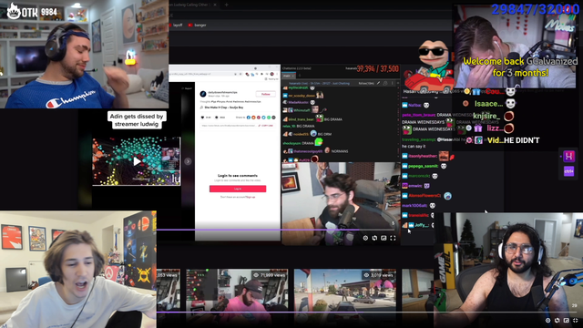 XQC On The Adin, Ludwig, Hasan, Mizkif, Esfand Drama