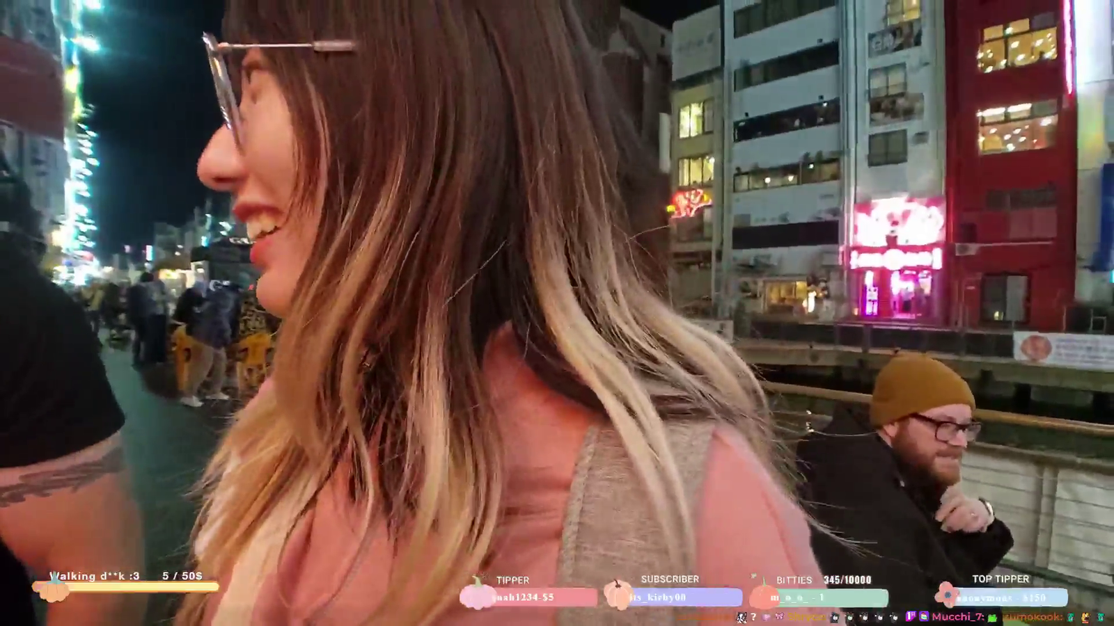 Random guy runs his fingers through streamers hair