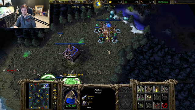 A sudden N drop during Soda's WC3 practice game