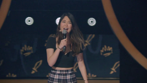 Emily going wild at the OTK Karaoke night