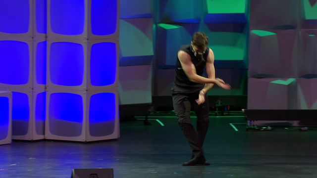 Guy slips in talent show
