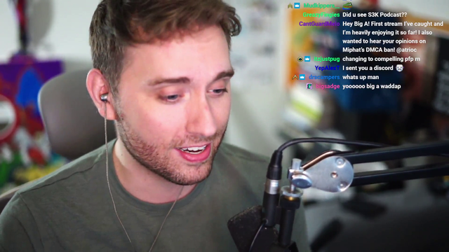 A chatter tries to ask Atrioc about his thoughts on Miphat's DMCA ban
