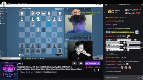Hans gets too excited about chess