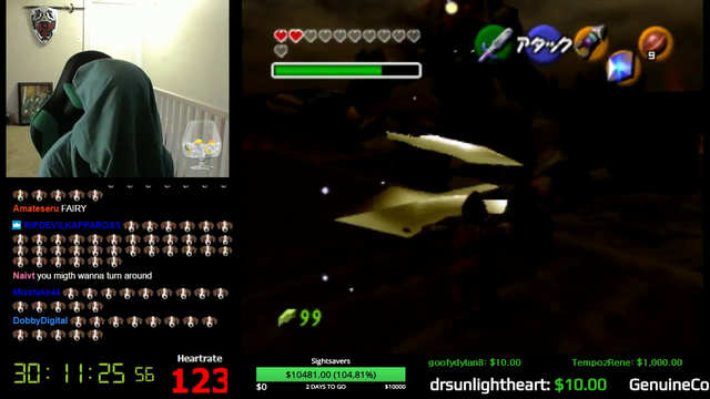 Runnerguy2489 finishes his blind OOT charity marathon after 30 straight hours!