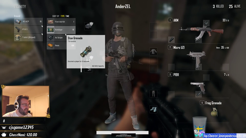AnderZEL gets stuck on a toilet in PUBG, uses grenade to free himself!
