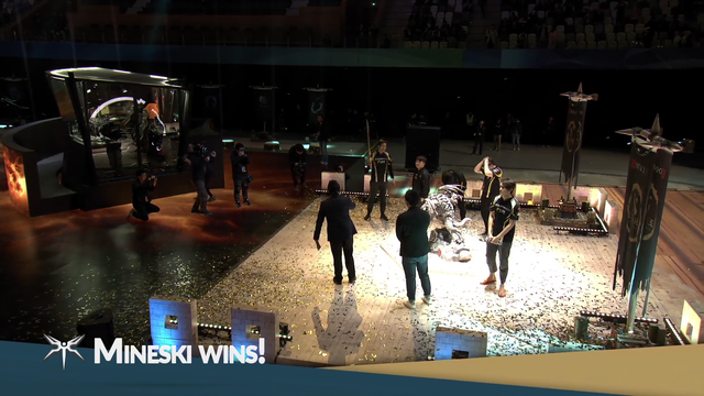 Dota player attempts to sodomize the translator while the rest of his team celebrates a tournament victory