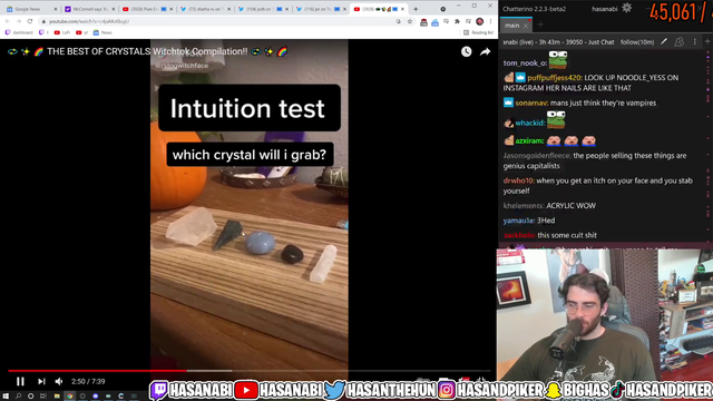 Hasan gets a bit too excited at crystals