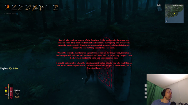 A dwarf visits and listens to Forsen to learn some lore (Valheim)