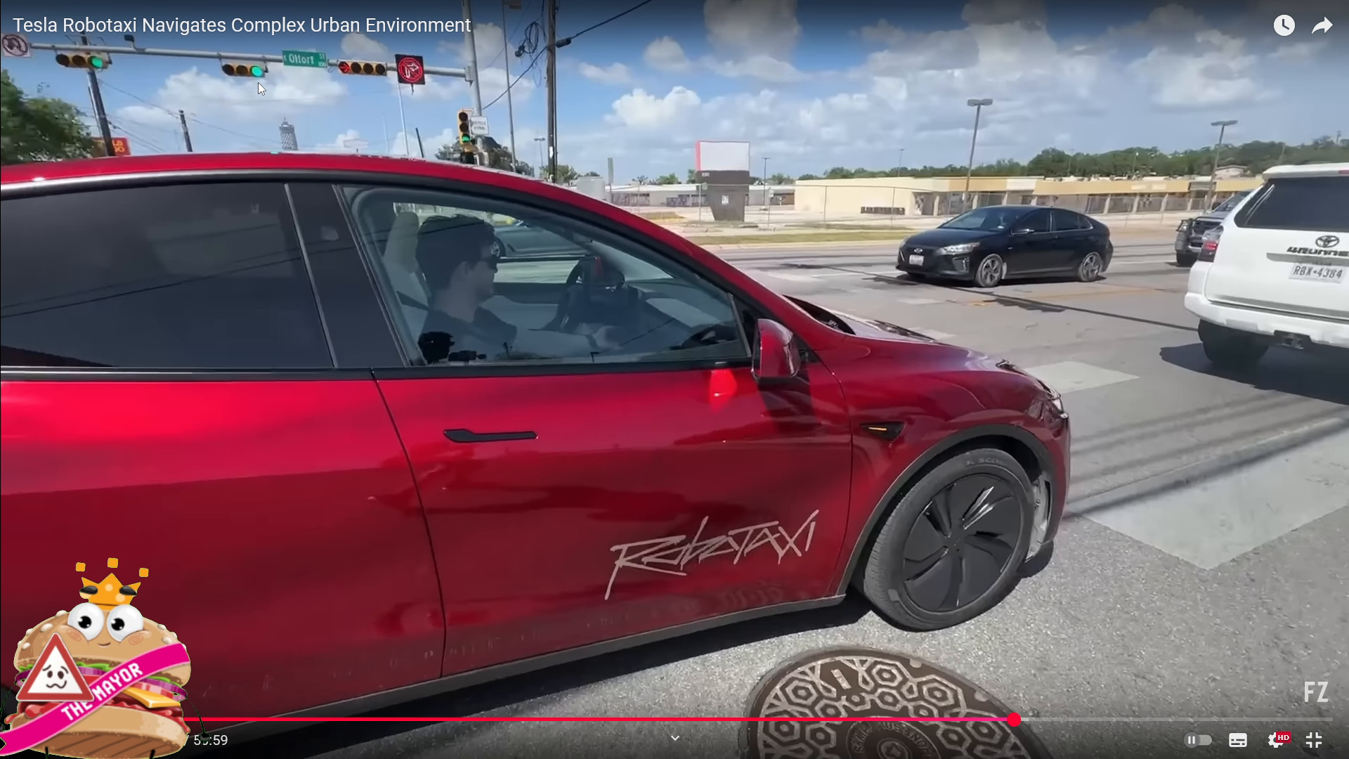 Robotaxi fail, parks in busy intersection
