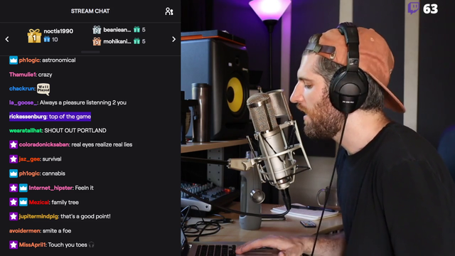 Guy freestyles to words in chat