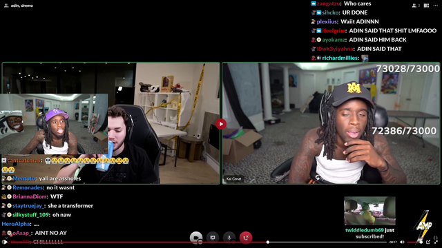 Kai Cenat feeling uncomfortable and afraid on Twitch as a young and up and coming streamer
