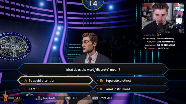 Ludwig using his English Major knowledge on the first question