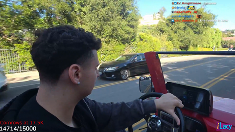 Lacy texting and driving without a seatbelt driving Adapts E-wagon after he took it without permission