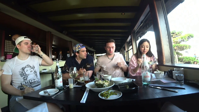 Chat serves Hasan and friends their food