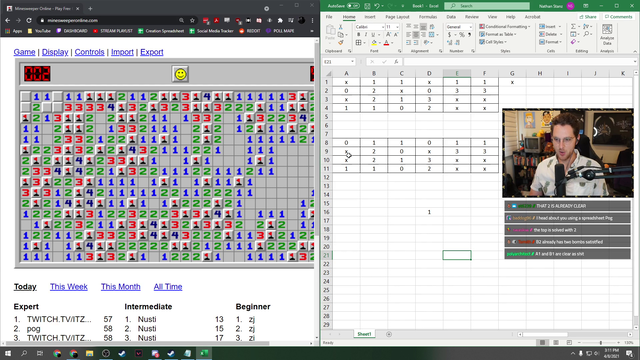 Stanz loses to a misclick after an hour on one minesweeper