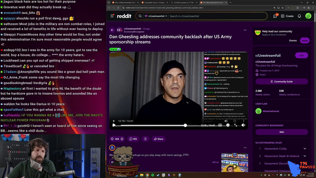 Destiny reviews Northernlion's chatlogs during a US Army recruiting event