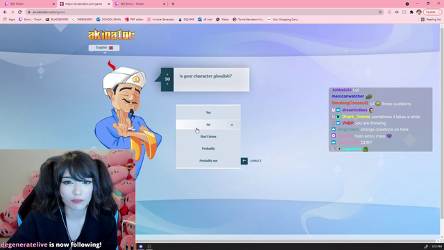 Emiru finds herself on Akinator