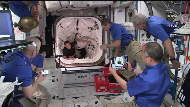 Lots of Hugs at the SpaceX Crew 2 Arrival on the ISS