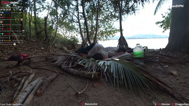 komodo dragon visits sleeping survival streamers