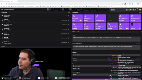 CEO Andy unveils new Twitch Dashboard technology