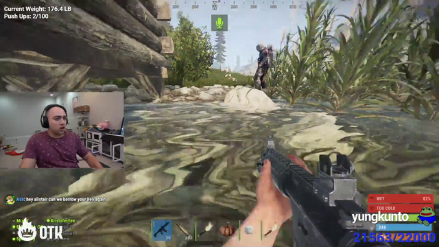 Milton swims to try and find the gun