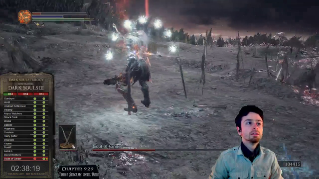 Streamer tries to beat all three Dark Souls games in a row without getting hit, gets to the final boss of the third game