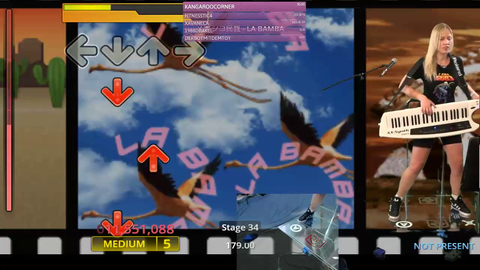 Dance Dance Revolution while playing the Keytar