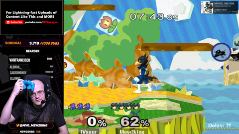 Mew2King takes a stock using his newly shaved head
