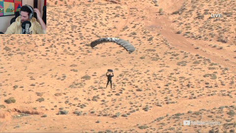 David Blaine safely lands on the ground