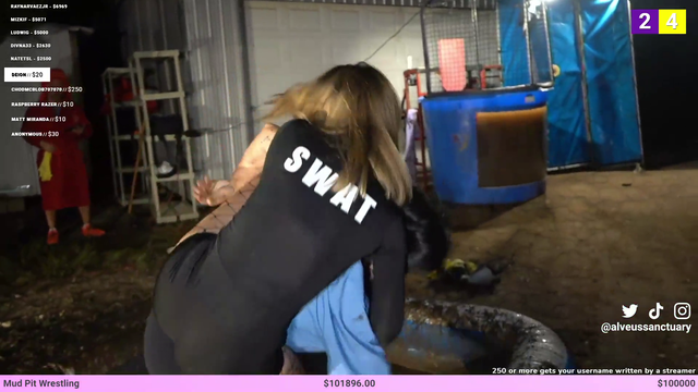 Alinity mud wrestles