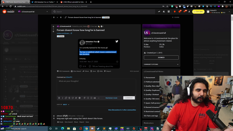 Esfand on Forsen's indefinite ban