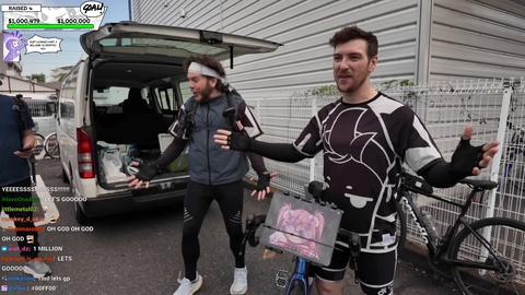 The moment CDawgVA's Cyclethon raised $1,000,000 on the 15th and final day of fundraising in Japan for the Immune Deficiency Foundation