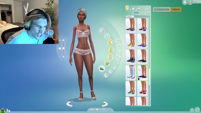 xQc discovers shoes in Sims character creation