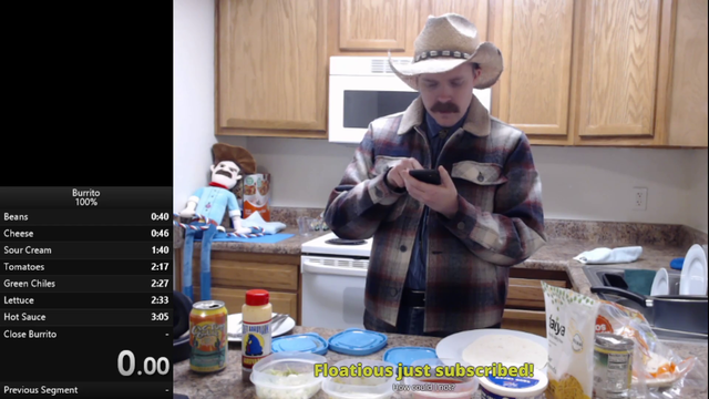 World class speed runner, preparing to speed run burrito making