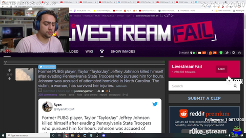 Mizkif checks "TaylorJay"s logs on his channel. (The PUBG player that attempted to kill his ex gf and killed himself)
