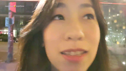 Yumi defuses a moment with a consumer in front of a weed store