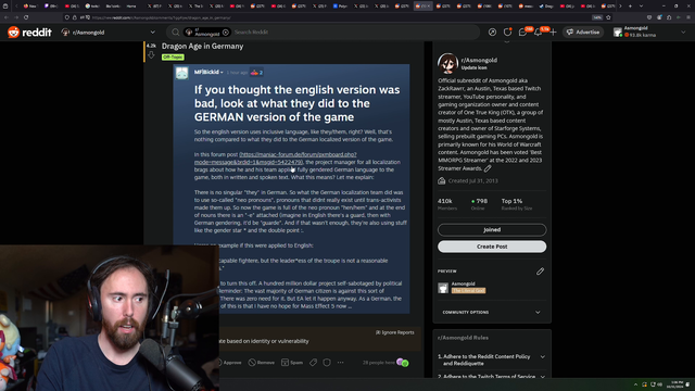 Asmon doesn't think there's a singular "they" in English