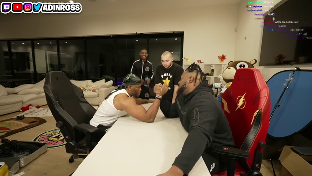 Adin ross security guard breaks his arm during arm wrestling match