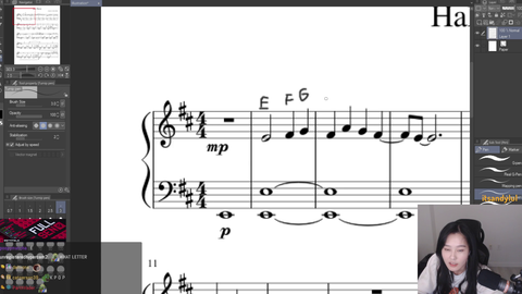 39Daph reads sheet music