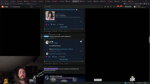 Asmongold on 39Daph racism allegations