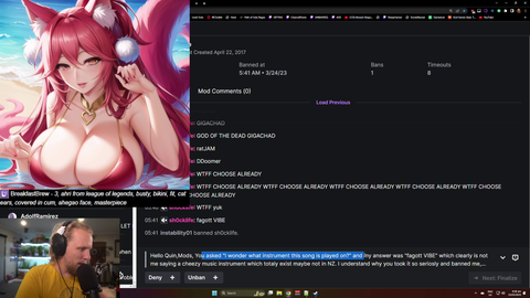 Quin69 unban request on a misunderstanding of the F word.