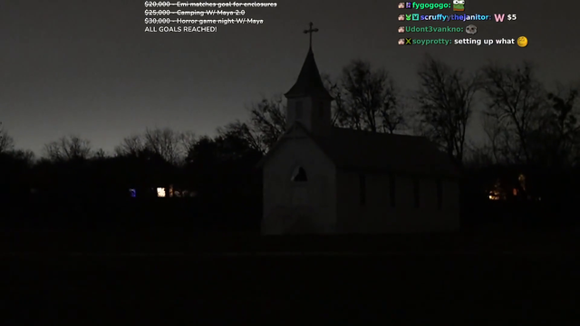 Something moves inside an abandoned church during their ghost hunting stream