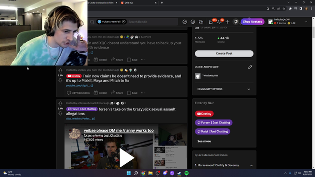 xQc will not release the evidence he has because of the community