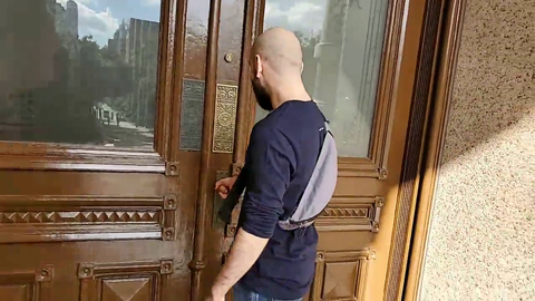 Sliker encounters a door for the first time.