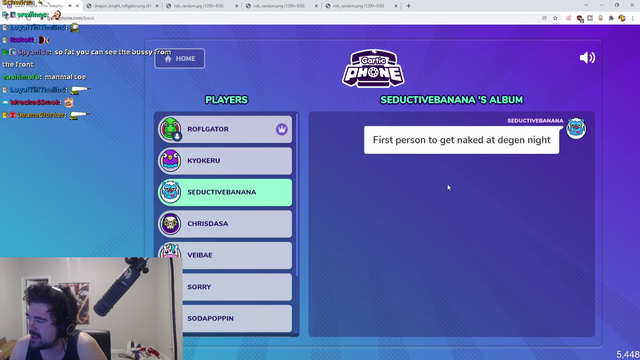 Soda draws Lacari aptly for a Gartic prompt