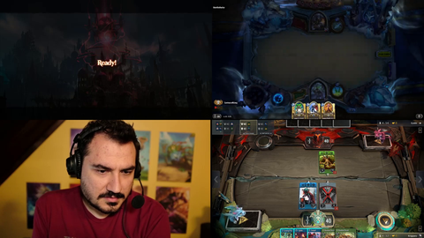 Vegan God Gamer playing Hearthstone , Artifact, and MTGA at the same time