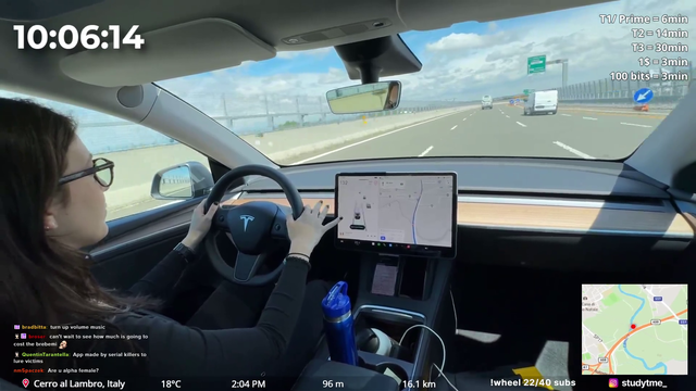 Streamer almost crashes a Tesla