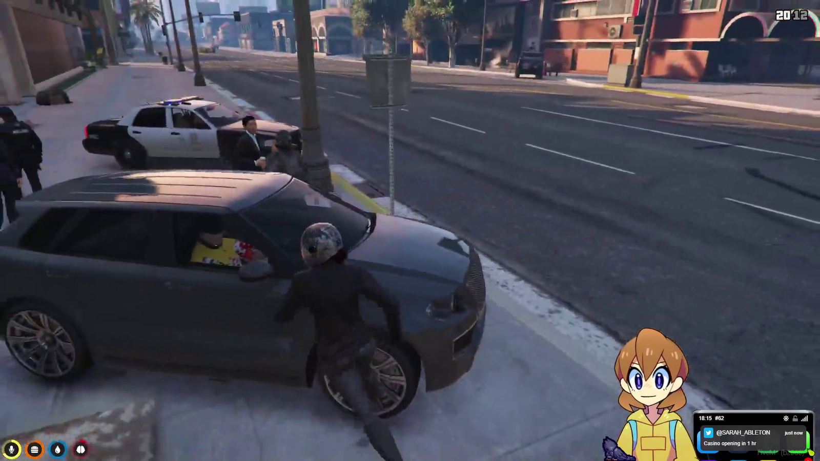 X, Q and C wait for the only cop on the server.
