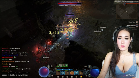 Jenfoxxx botting Diablo again, 14k peak viewers, under 3k chatters