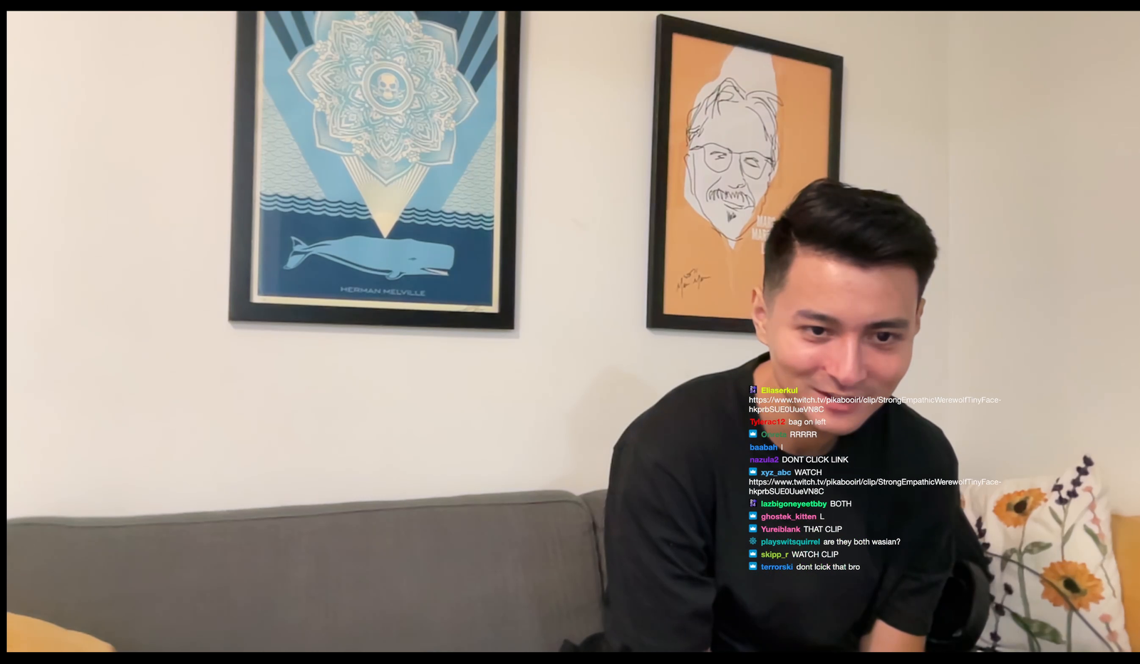 Pika watches a clip with company